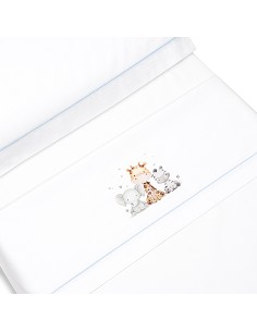 Triptico Minicuna Estampado Jirafa Elefante Bco/Azul 2