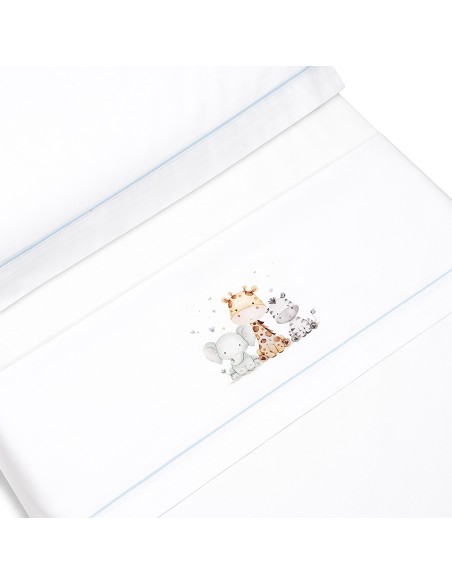 Triptico Minicuna Estampado Jirafa Elefante Bco/Azul