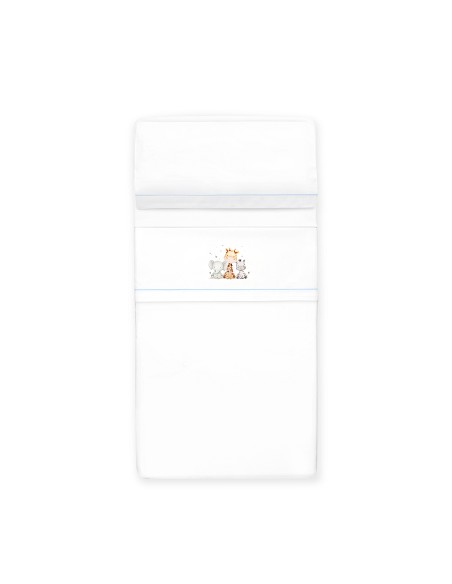 Triptico Minicuna Estampado Jirafa Elefante Bco/Azul