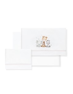 Triptico Minicuna Estampado Jirafa Elefante Bco/Rosa