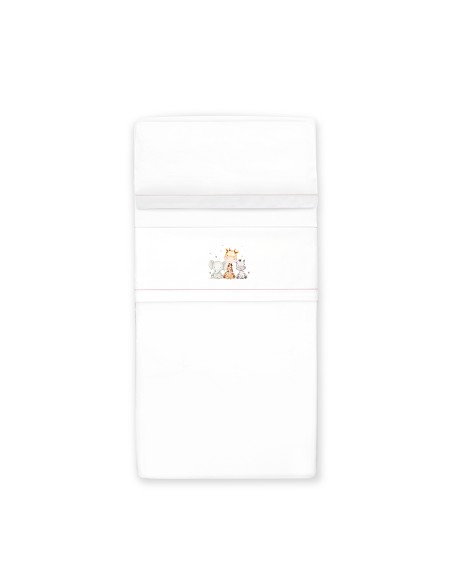 Triptico Minicuna Estampado Jirafa Elefante Bco/Rosa