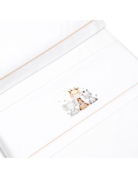 Triptico Minicuna Estampado Jirafa Elefante Bco/Beig