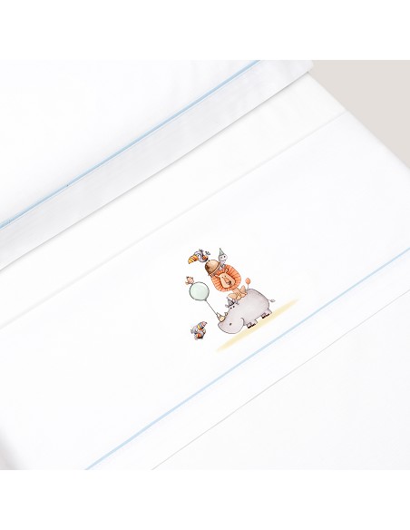 Triptico Minicuna Estampado Rino-Leon Bco/Azul