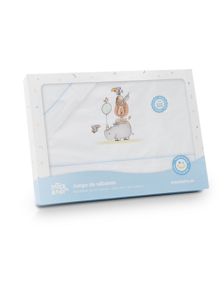 Triptico Minicuna Estampado Rino-Leon Bco/Azul