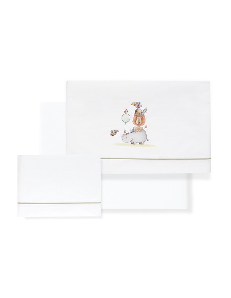 Triptico Minicuna Estampado Rino-Leon Bco/Verde