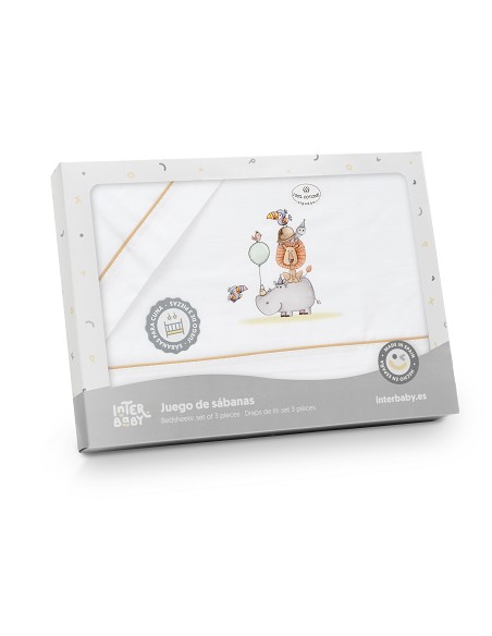 Triptico Minicuna Estampado Rino-Leon Bco/Beig