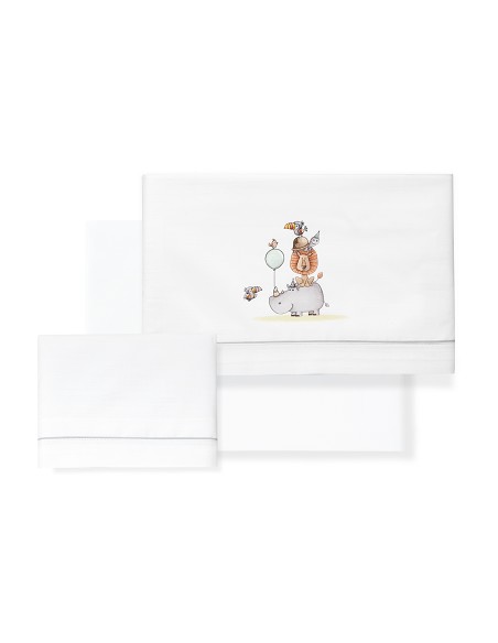 Triptico Minicuna Estampado Rino-Leon Bco/Gris