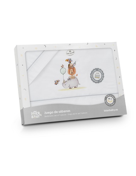 Triptico Minicuna Estampado Rino-Leon Bco/Gris