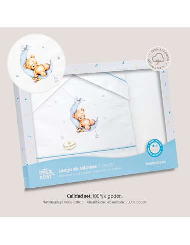 Triptico Minicuna Estampado Oso Luna Estrellas...