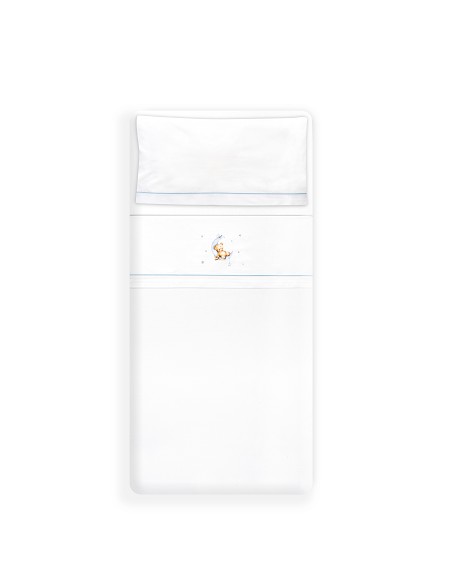 Triptico Minicuna Estampado Oso Luna Estrellas Bco/Azul