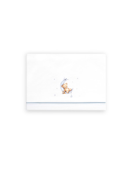 Triptico Minicuna Estampado Oso Luna Estrellas Bco/Azul