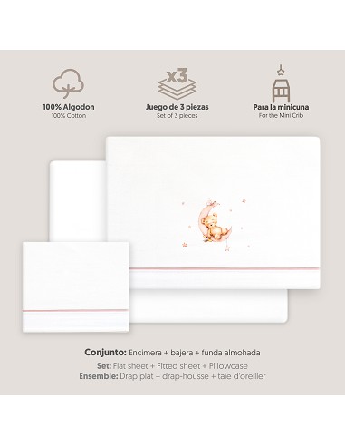 Triptico Minicuna Estampado Oso Luna Estrellas...