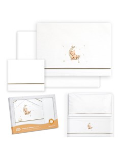 Triptico Minicuna Estampado Oso Luna Estrellas Bco/Verde