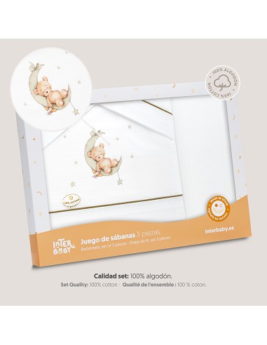 Triptico Minicuna Estampado Oso Luna Estrellas...