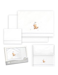 Triptico Minicuna Estampado Oso Luna Estrellas Bco/Gris