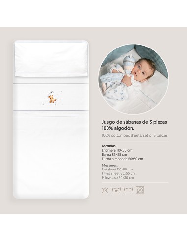 Triptico Minicuna Estampado Oso Luna Estrellas...