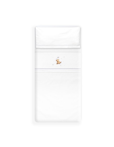 Triptico Minicuna Estampado Oso Luna Estrellas Bco/Gris
