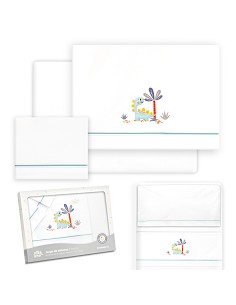 Triptico Minicuna Estampado Dinosaurio Palmera Bco/Verde