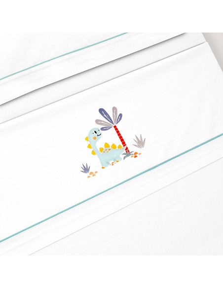 Triptico Minicuna Estampado Dinosaurio Palmera Bco/Verde