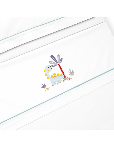 Triptico Minicuna Estampado Dinosaurio Palmera Bco/Verde