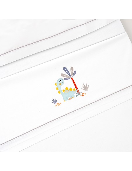 Triptico Minicuna Estampado Dinosaurio Palmera Bco/Gris