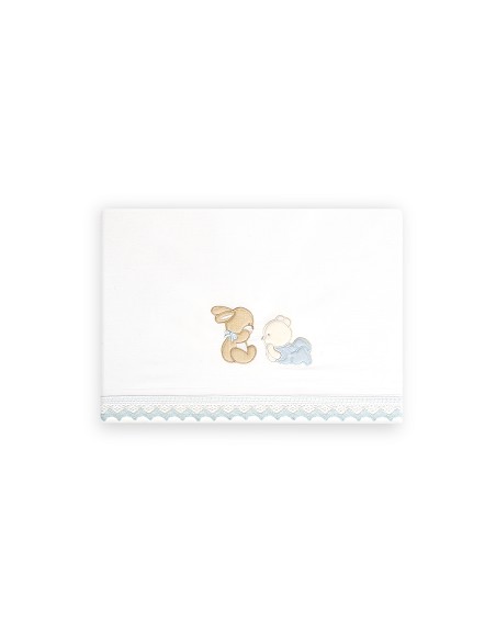 Triptico Minicuna Guipur Oso Tumbado Conejito Bco/Azul