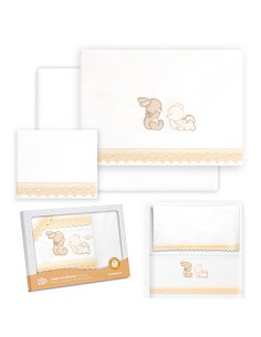 Triptico Minicuna Guipur Oso Tumbado Conejito Bco/Beig