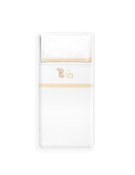 Triptico Minicuna Guipur Oso Tumbado Conejito Bco/Beig