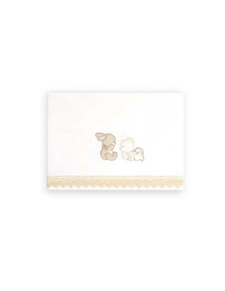 Triptico Minicuna Guipur Oso Tumbado Conejito Bco/Beig