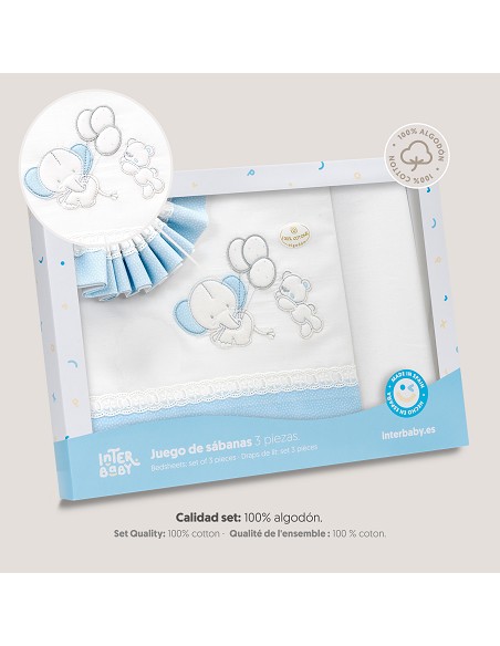 Triptico Minicuna Pasacinta Oso Elefante Globos Bco/Azul