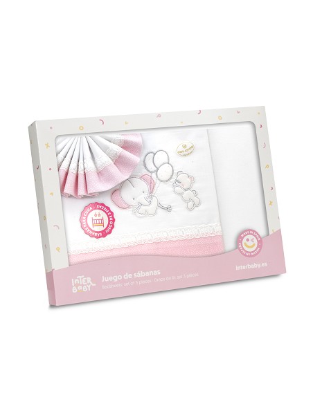 Triptico Minicuna Pasacinta Oso Elefante Globos Bco/Rosa