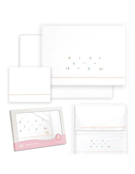 Triptico Minicuna Estrella Luna Multicolor Bco/Rosa