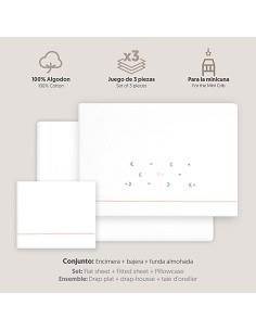 Triptico Minicuna Estrella Luna Multicolor Bco/Rosa 2