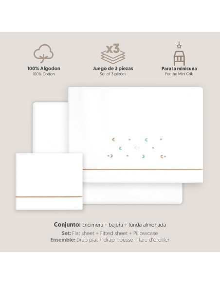 Triptico Minicuna Estrella Luna Multicolor Bco/Beig