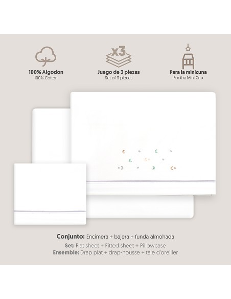 Triptico Minicuna Estrella Luna Multicolor Bco/Gris