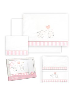 Triptico Minicuna Parejita Elefante Bco/Rosa