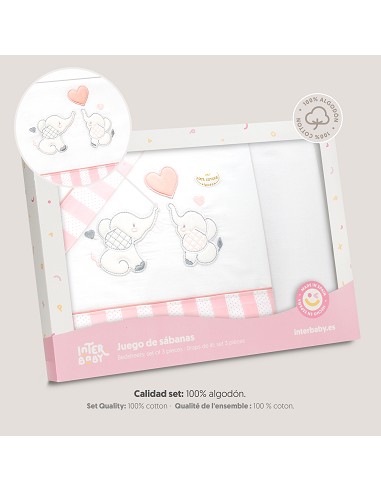 Triptico Minicuna Parejita Elefante Bco/Rosa