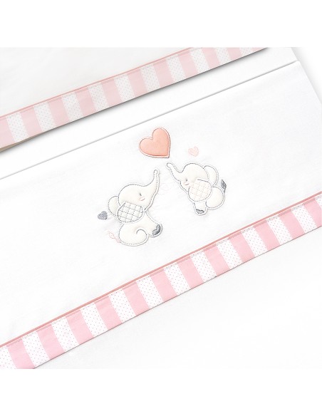 Triptico Minicuna Parejita Elefante Bco/Rosa