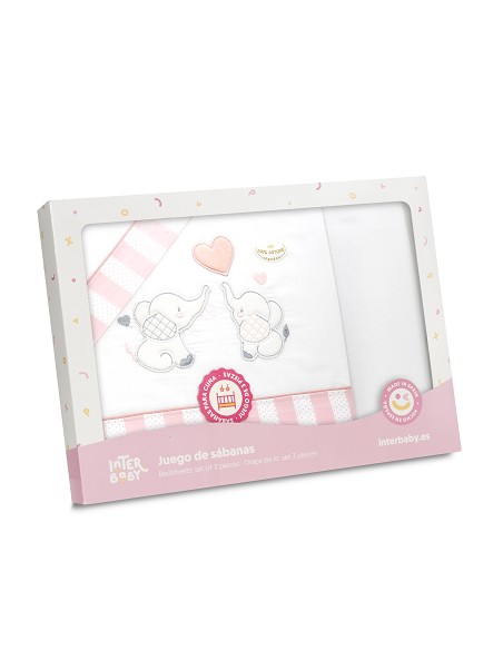 Triptico Minicuna Parejita Elefante Bco/Rosa