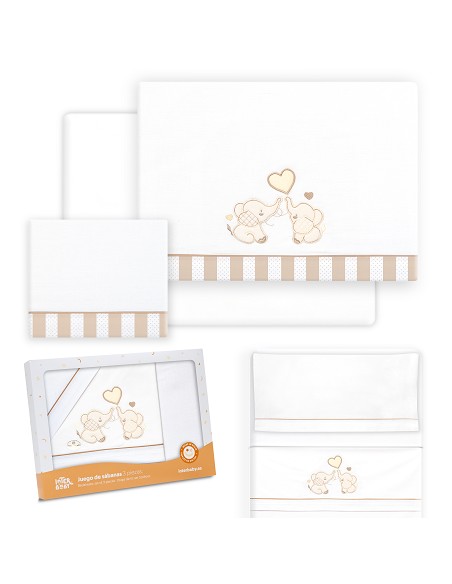 Triptico Minicuna Parejita Elefante Bco/Beig