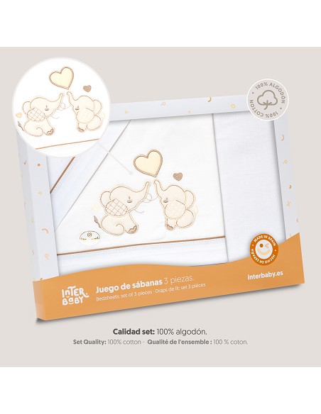 Triptico Minicuna Parejita Elefante Bco/Beig
