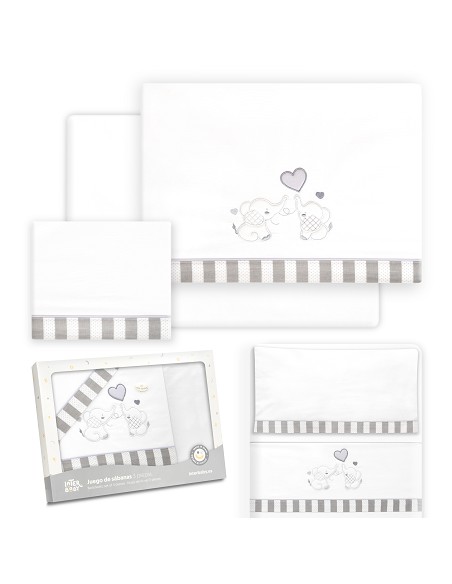Triptico Minicuna Parejita Elefante Bco/Gris