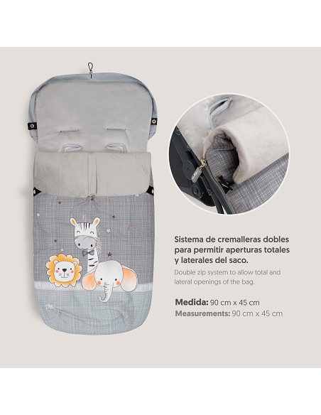 Saco Carro Universal Mod Animalitos Gris