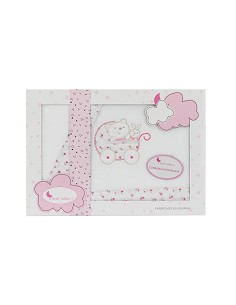 Juego 3 Pcs Minicuna Coralina Mod Carricoche Bco/Rosa