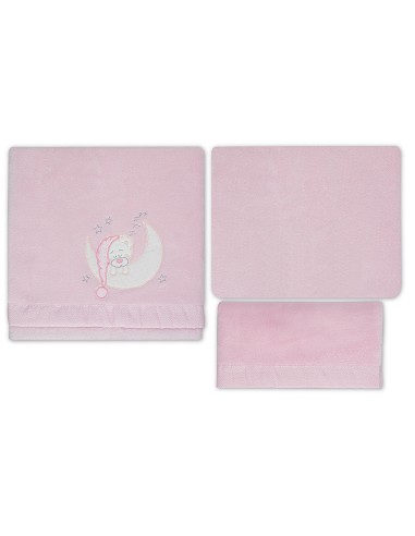 Juego 3 Pcs Coche Coralina Mod Bear Sleeping Rosa