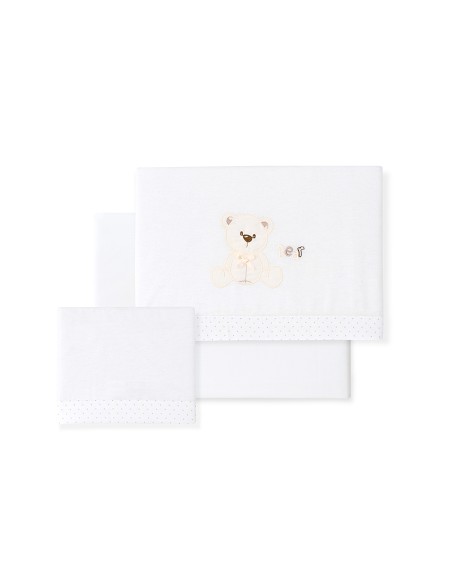 Triptico Coche Franela Modelo Oso Lazo Bco/Beig