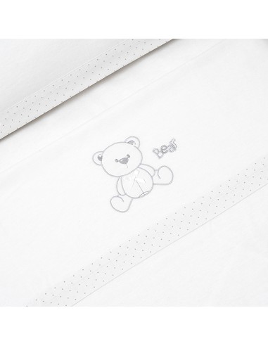 Triptico Coche Franela Modelo Oso Lazo Bco/Gris