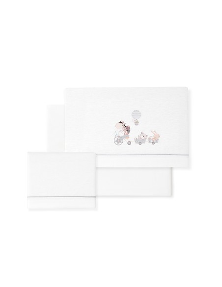 Triptico Coche Franela Modelo Jirafa Bicicleta Bco/Gris