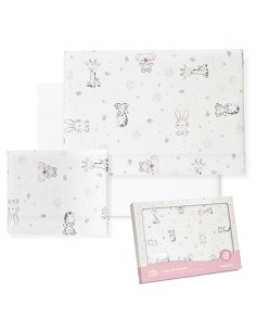 Triptico Coche Franela Modelo Koala Bco/Rosa