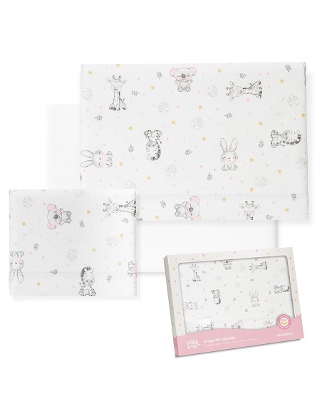 Triptico Coche Franela Modelo Koala Bco/Rosa